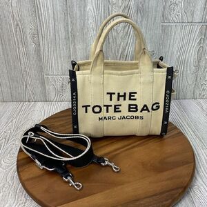 Marc Jacobs "The Tote Bag" Women's Beige Black Convertible Shoulder Bag Crossbod